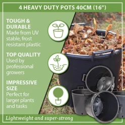 4 Heavy Duty Pots 40cm (16in) 10 4 Heavy Duty Pots 40cm (16in) -Verdant Vibes Zone 130011 4