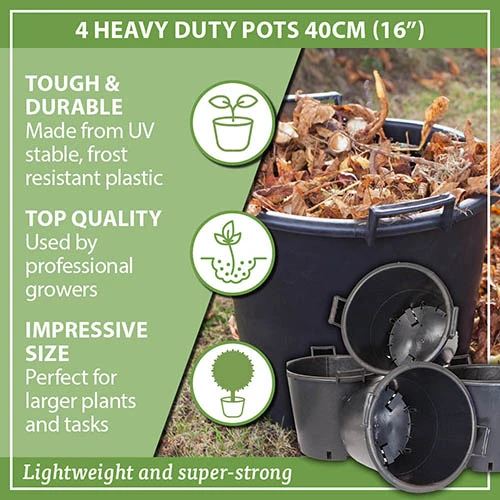 4 Heavy Duty Pots 40cm (16in) 5 4 Heavy Duty Pots 40cm (16in) - Image 5