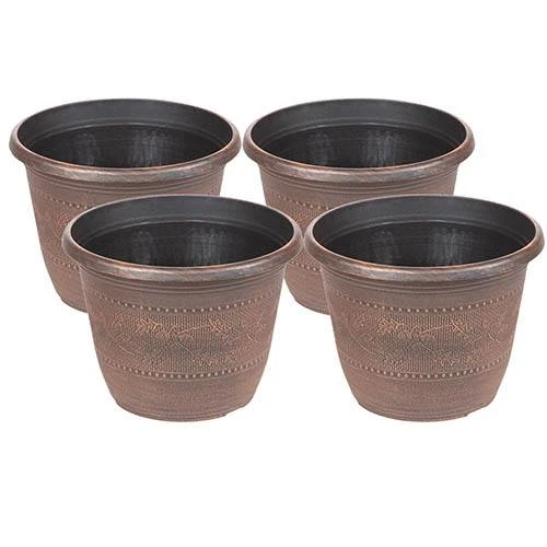 4 X Acorn Planters 25cm (10in) Copper-Tone 1 4 X Acorn Planters 25cm (10in) Copper-Tone