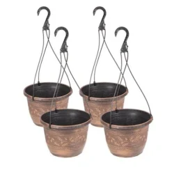 Set Of 4 'Acorn' Hanging Baskets 25cm (10in) Copper-Tone