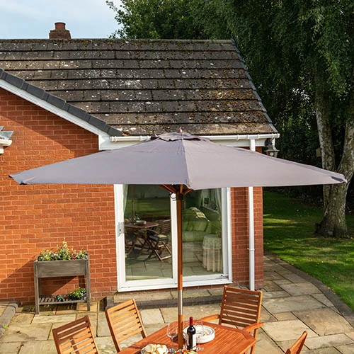 Plumley Set Grey Cushions, Parasol & 15Kg Base 5 Plumley Set Grey Cushions, Parasol & 15Kg Base - Image 5