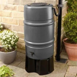 Water Butt With Stand And Diverter Kit-Grey 227L