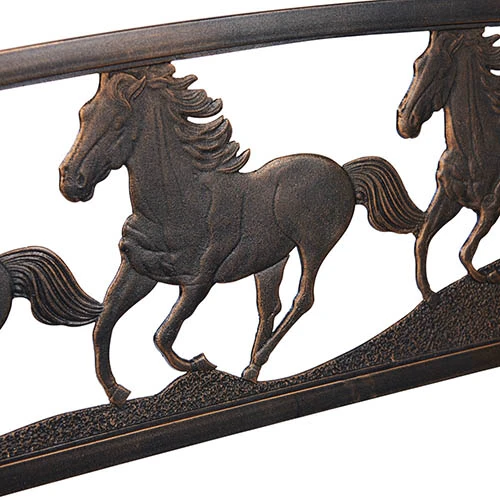 Strong Galloping Horses Garden Bench 3 Strong Galloping Horses Garden Bench - Image 3